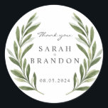 Olive Leaf Summer Wedding Classic Round Sticker<br><div class="desc">Olive Leaf Summer Wedding</div>