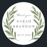 Olive Leaf Summer Wedding Classic Round Sticker<br><div class="desc">Olive Leaf Summer Wedding</div>