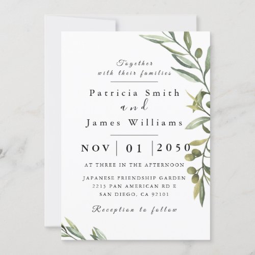 Olive Leaf Wedding Invitation