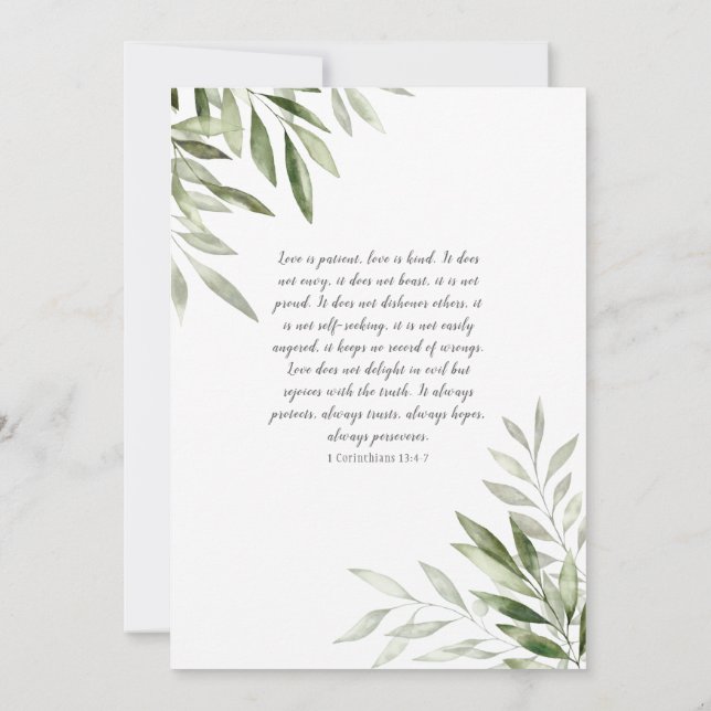 Olive Leaf Wedding Invitation (Back)
