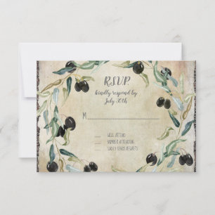 Olive Leaf Wreath Watercolor Vintage RSVP Response