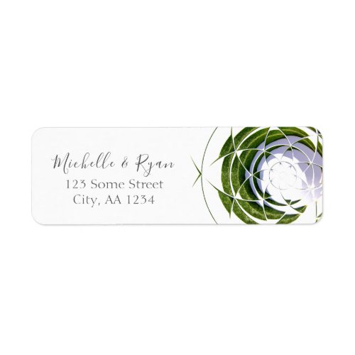 Olive Leaves Address Wedding Label - A personalizable and modern abstract olive leaves address label for a wedding. It`s perfect for a modern wedding. The design features stylish abstract circle with olive leaves in green colour on a white background. You can change all information on the labels.