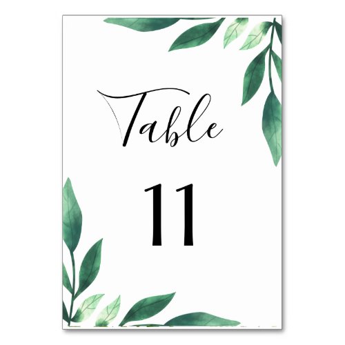Olive Leaves and Gold Geometric Wedding Table Number