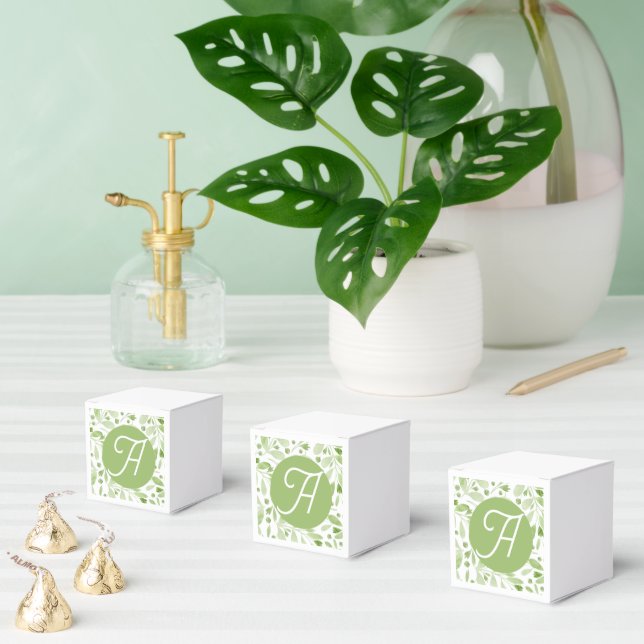 Olive Leaves and Initial Favor Box (Multiple)