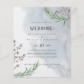 Olive Leaves Dusty Blue Wedding Flyer