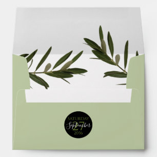 Olive Leaves Greenery 5x7 Wedding Invitation Envelope
