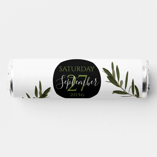 Olive Leaves Greenery Wedding  Breath Savers® Mints (Front)