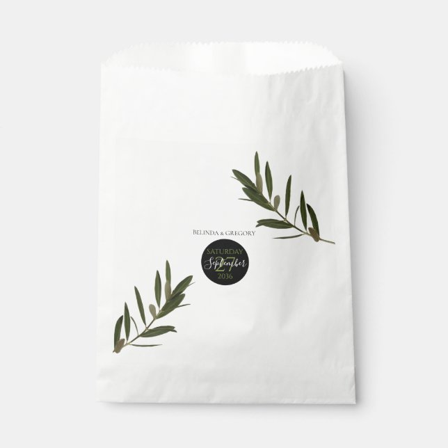 Olive Leaves Greenery Wedding   Favor Bag (Front)