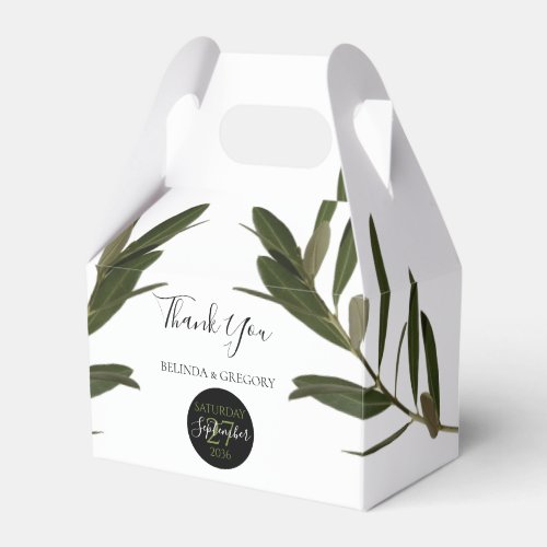 Olive Leaves Greenery Wedding Favor Boxes