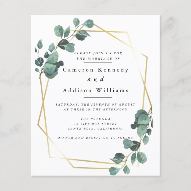 Olive Leaves, Greenery Wedding Invitation Flyer (Front)