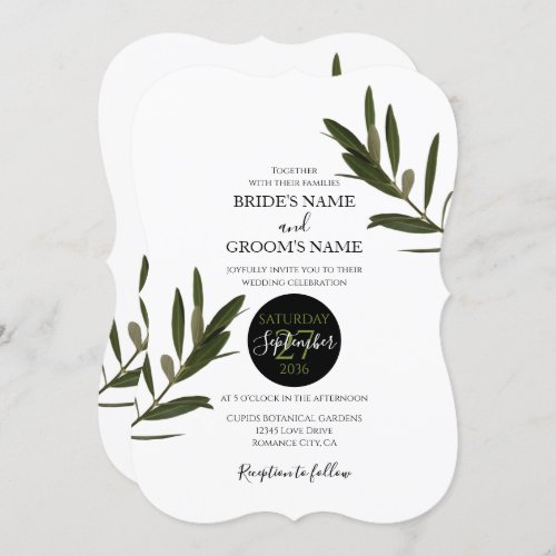 Olive Leaves Greenery Wedding Invitations