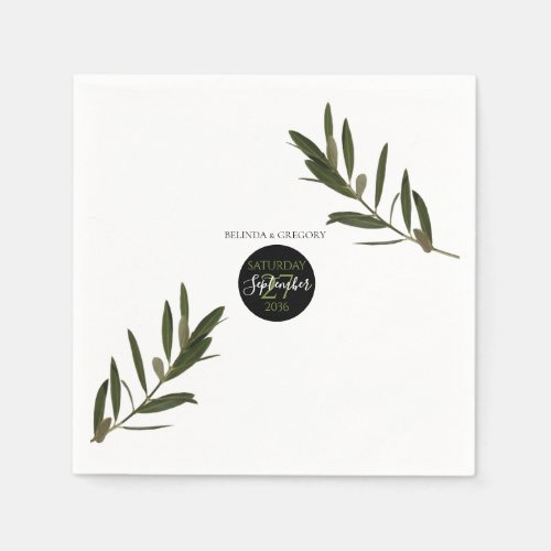 Olive Leaves Greenery Wedding  Napkins
