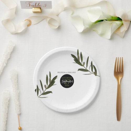Olive Leaves Greenery Wedding   Paper Plates
