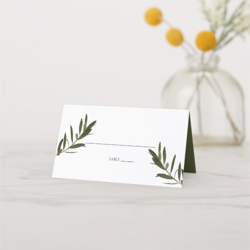 Olive Leaves Greenery Wedding Place Card