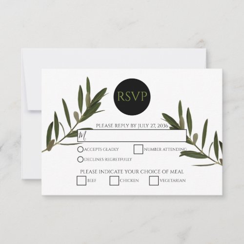 Olive Leaves Greenery Wedding RSVP Cards