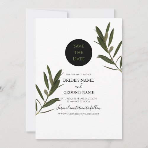 Olive Leaves Greenery Wedding Save The Date