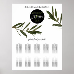 Olive Leaves Greenery Wedding Seating Chart