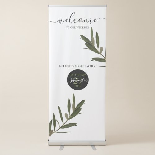 Olive Leaves Greenery Wedding Welcome Sign