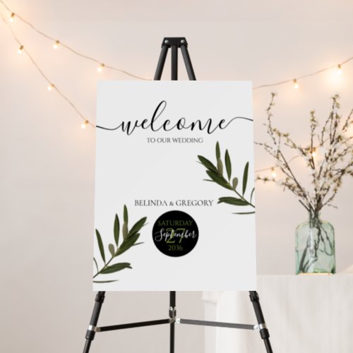 Olive Leaves Greenery Wedding Welcome Sign