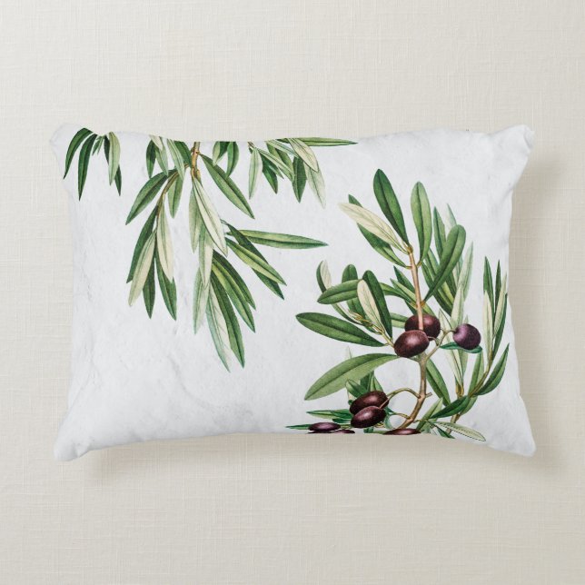 Olive Leaves Mediterranean Greek Island  Accent Pillow (Front)
