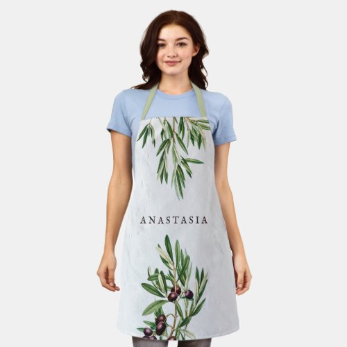 Olive Leaves Mediterranean Greek Island  Apron