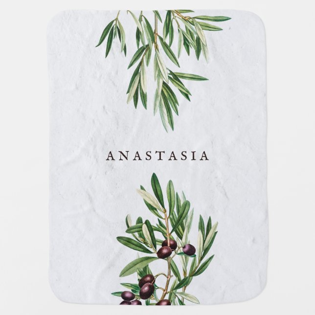 Olive Leaves Mediterranean Greek Island  Baby Blanket (Front)