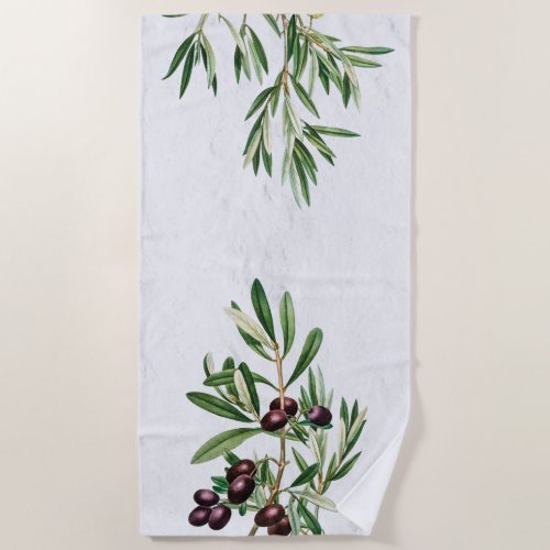 Olive Leaves Mediterranean Greek Island  Beach Towel