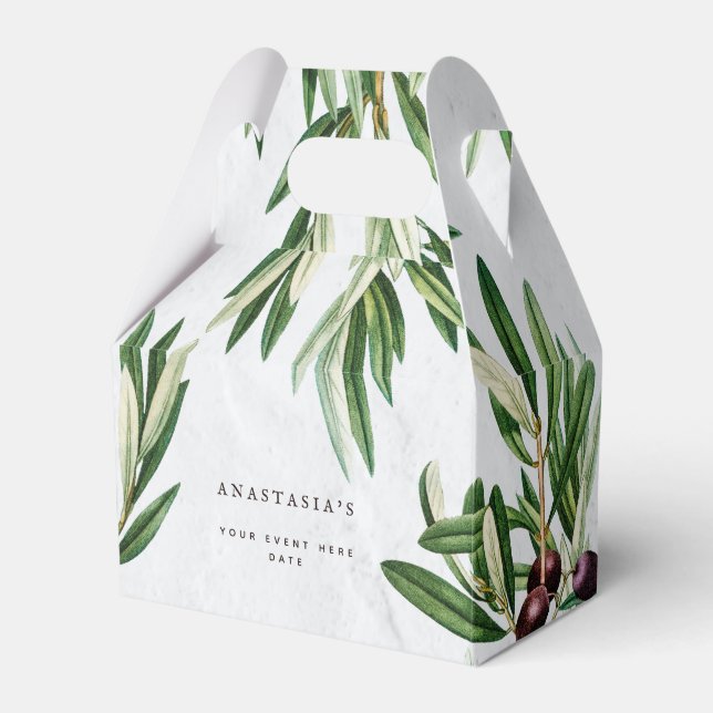 Olive Leaves Mediterranean Greek Island  Favor Boxes (Front Side)