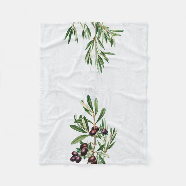 Olive Leaves Mediterranean Greek Island  Fleece Blanket (Front)