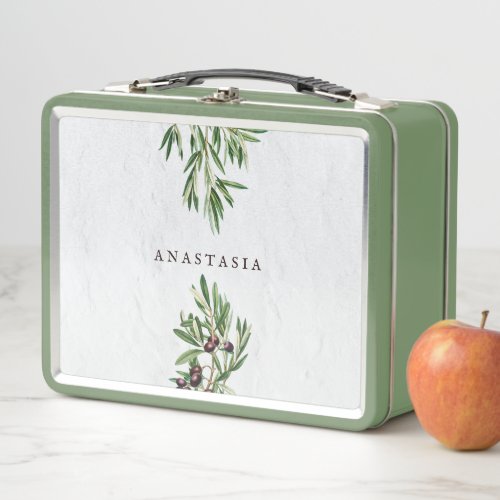 Olive Leaves Mediterranean Greek Island  Metal Lunch Box