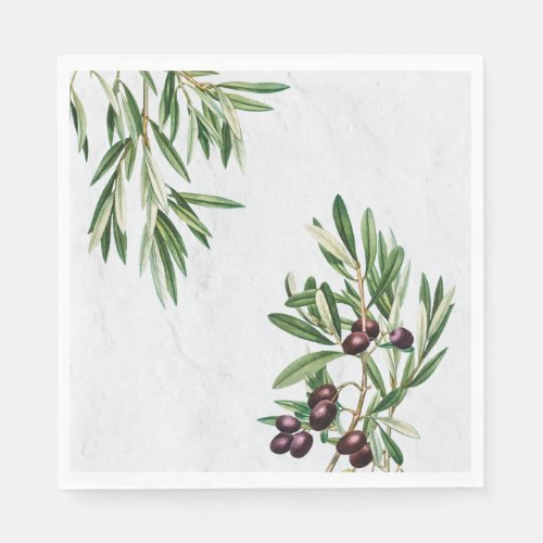 Olive Leaves Mediterranean Greek Island  Napkins