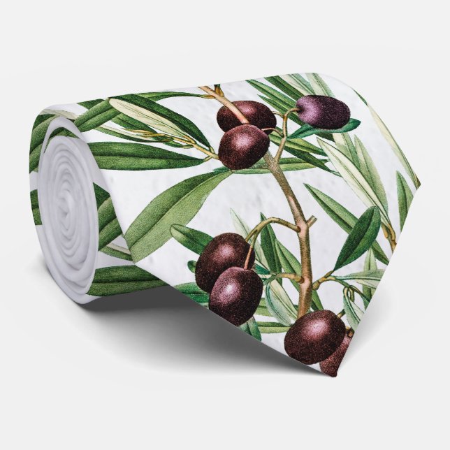 Olive Leaves Mediterranean Greek Island  Neck Tie (Rolled)