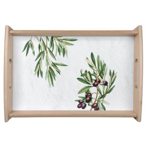 Olive Leaves Mediterranean Greek Island  Serving Tray