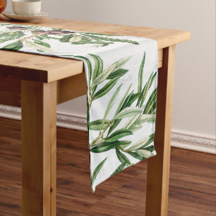 Olive Leaves Mediterranean Greek Island Short Table Runner