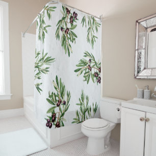 Olive Leaves Mediterranean Greek Island Shower Curtain