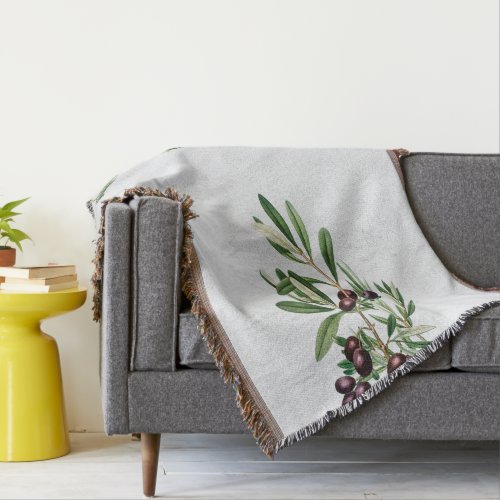 Olive Leaves Mediterranean Greek Island  Throw Blanket