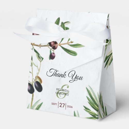 Olive Leaves Mediterranean Greek Island Wedding Favor Boxes