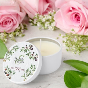 Olive Leaves Mediterranean Greek Island Wedding   Mini Candle Favors