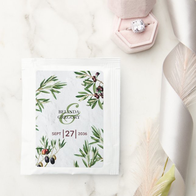 Olive Leaves Mediterranean Greek Island Wedding Tea Bag Drink Mix (Wedding)