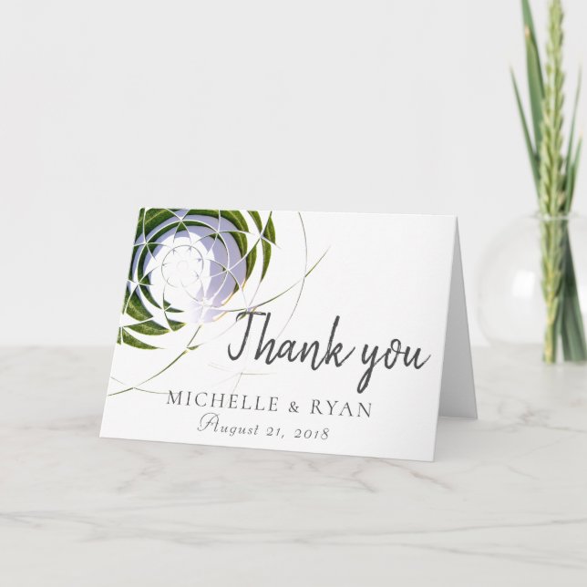 Olive Leaves Modern Wedding Favor Thank you Card (Front)