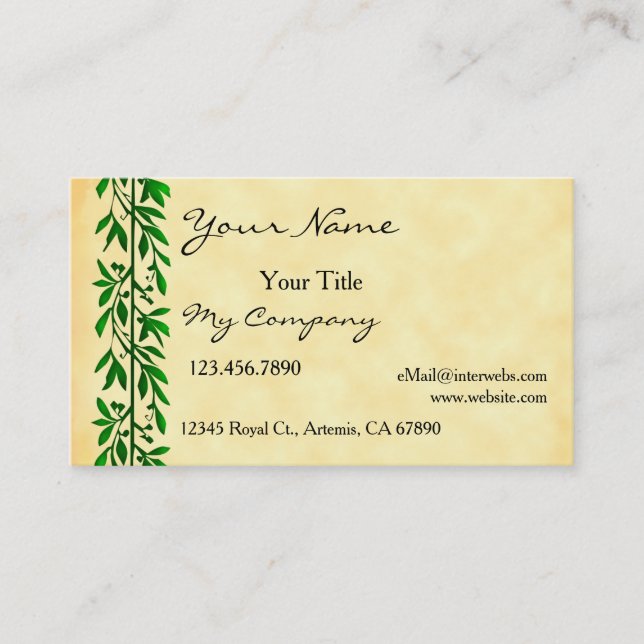 Olive Leaves Simple Elegant Business Card (Front)