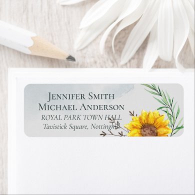Olive Leaves Sunflowers Rustic Wedding Label