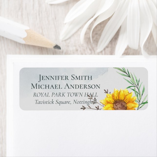 Olive Leaves Sunflowers Rustic Wedding Label (Insitu)