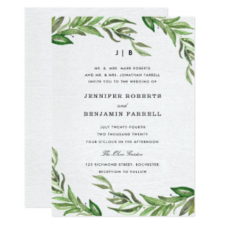 Olive Branch Invitations Announcements Zazzle Olive Leaves Wedding Invitation