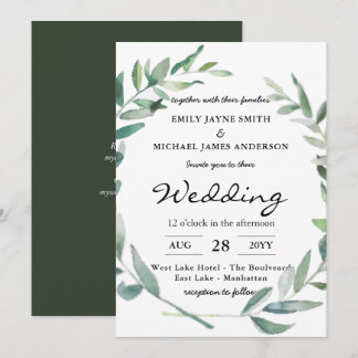 Olive Leaves Wedding Invitations Greenery Modern