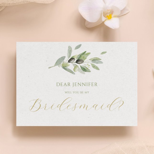 Olive Leaves  Will You Ye My Bridesmaid Invitation (Creator Uploaded)