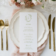 Olive Line Art Floral Monogram Crest Wedding