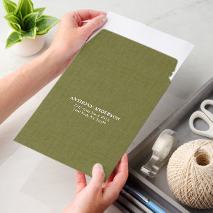 Olive Linen Texture   Envelope Mailers