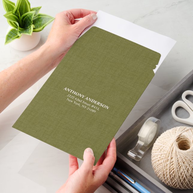 Olive Linen Texture   Envelope Mailers (Desk)