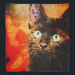 OLIVE LOOKING UP BANDANA<br><div class="desc">A grungy photo based digital painting of a black kitten named Olive looking up.</div>